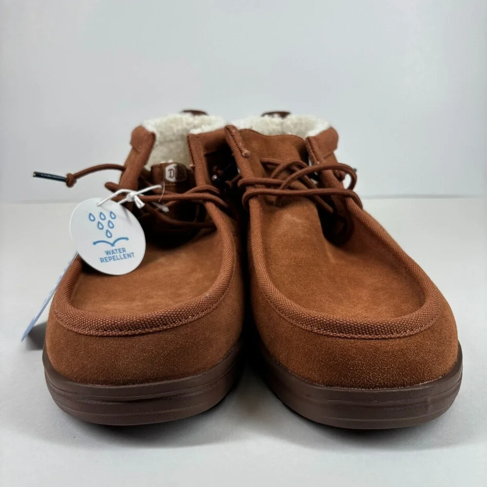 HEYDUDE Wally Mid GripR Warmth Men's‎ 13 Brown Suede Faux-Shearling Chukka Boots